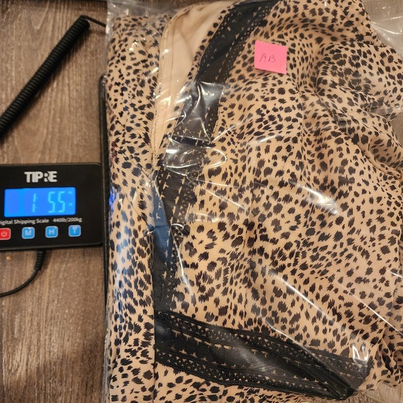 Baltic Born Cha Cha Maxi Dress M Taupe Leopard Black Lace Boho Wedding Guest - Picture 16 of 16